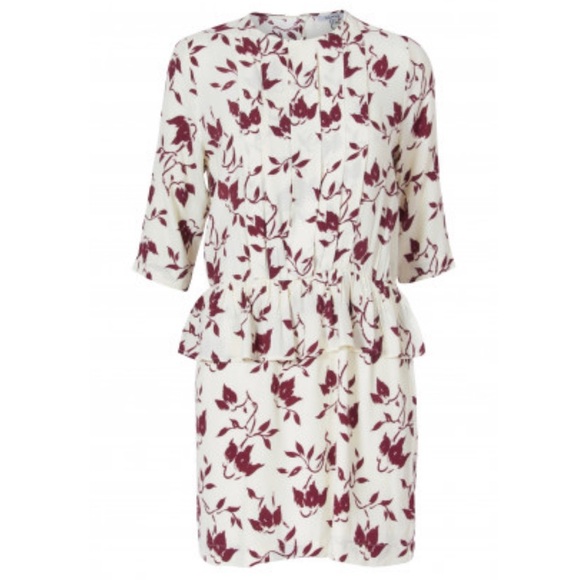 GANNI Pleated Crepe Ivory Floral Viscose Dress - Picture 14 of 14